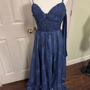 Elegant Blue Floral Dress